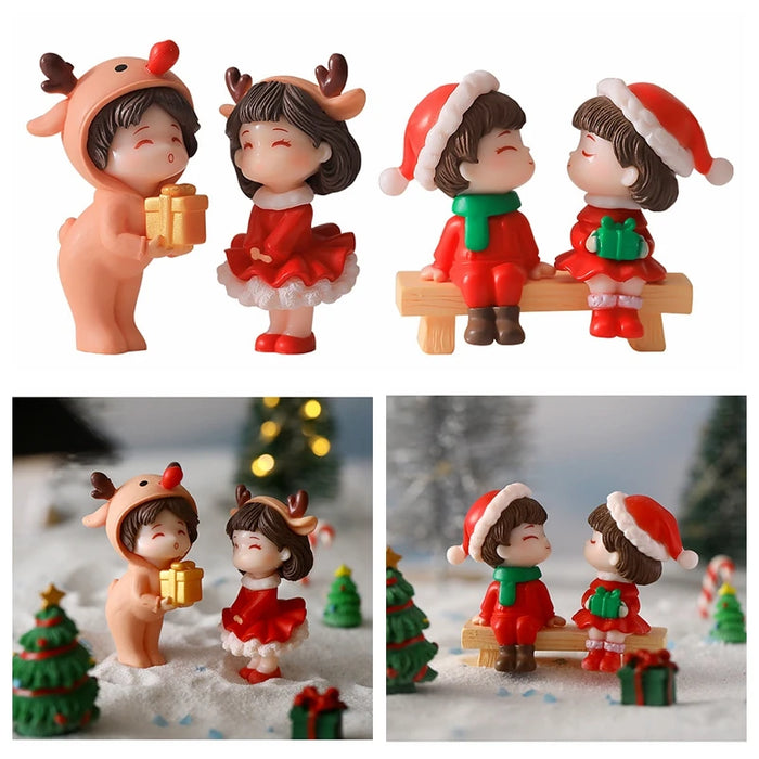 A Pairs Mini Lovers Snowman Santa Claus Miniature