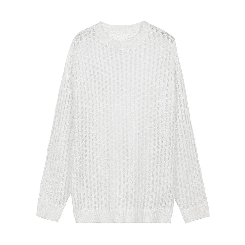 Summer Vintage Hollow Out Loose Knitting T-shirt