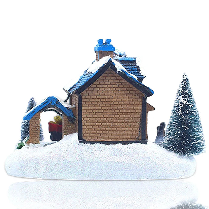 Small Train Christmas Village Figurines LED Lights Luminous Landscape Figurines