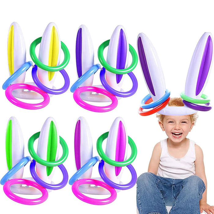 Easter Party Game Inflatable Rabbit Ear Hat Bunny Ears Ring Toss Game Kid Toys Funny Gift Family Game Birthday Party Supplies