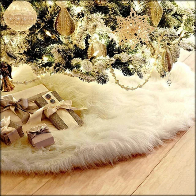 Christmas Christmas tree skirt base decoration pure white plush carpet
