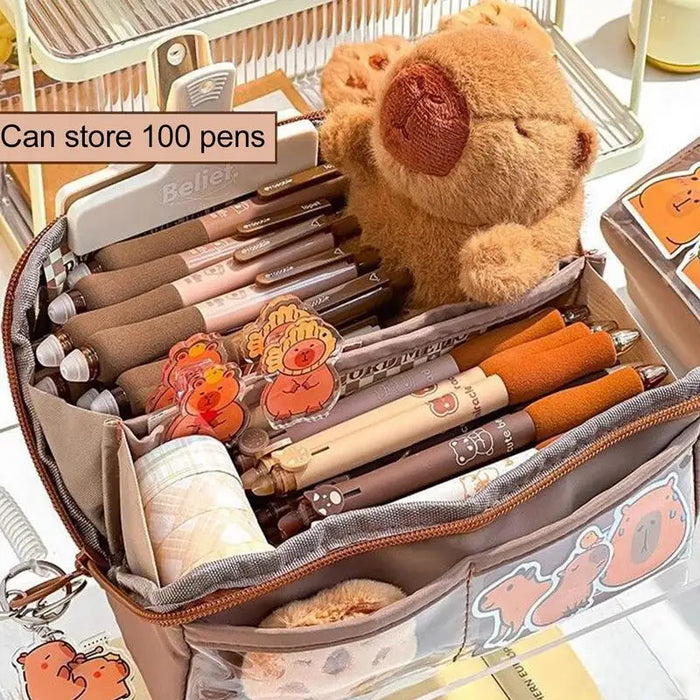 Capybara Pen Box Holder Pencil Bag For School Students With Large Capacity Multi-functional Pen Case Stationery Holder Bag