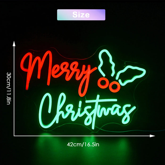 Merry Christmas Neon Sign Christmas Hat Dimmable LED Sign