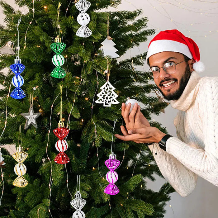 6pcs/set Christmas Candy Pendants Colorful Lollipop Cane Hanging Ornaments