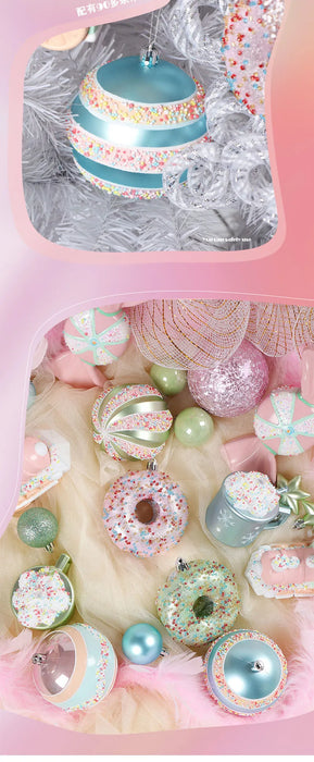 Christmas Ball Decoration Kraft Paper Set Box Donuts Pink Candy Unicorn Ice Cream