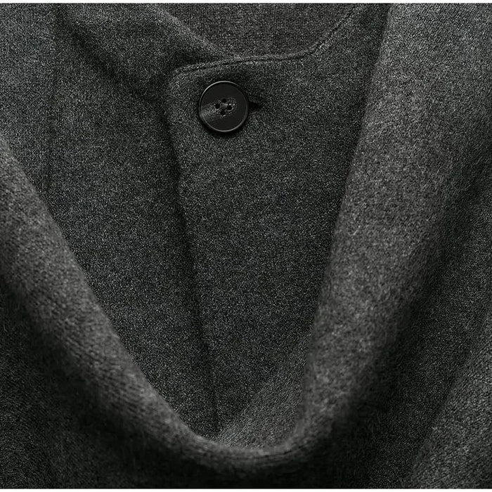 Autumn Gray Knitted Cape Coat with Scarf Women Long Sleeve Loose Cardigan