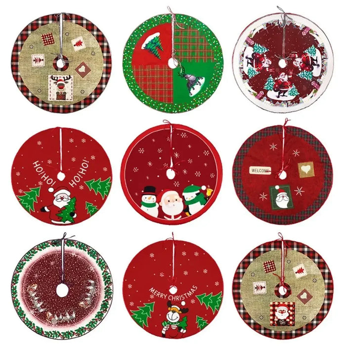 62CM Cartoon Christmas Tree Skirt Crafts Tree Surround Base Set