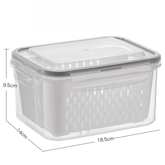 Kitchen Cover Refrigerator Frozen Fresh Food Sealed Fresh-keeping Box Fruit and Vegetable Drain Plastic Storage Box
