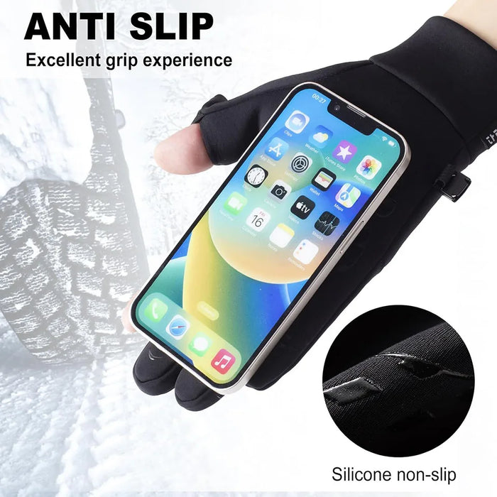 GTUBIKE New Winter Flip Open Two Finger Gloves Warm Touch Screen Gloves Outdoor Windproof Waterproof Cycling Fishing Gloves