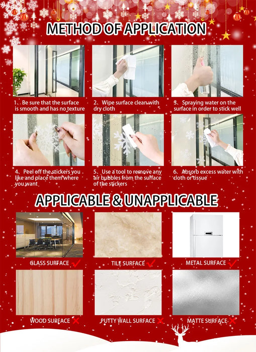 Santa Claus Reindeer Window Glass Stickers Snowman Snowflake