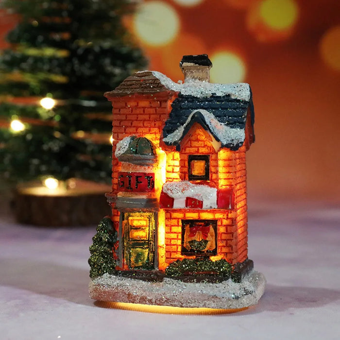 Brightness LED Light Up Small Village House Scene Christmas Decor Ornament 2024 New Year Home Decor Navidad