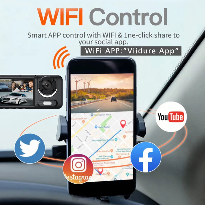 Mini 3 Channel 1080P Car Dvr WIFI Dash Cam Interior Vehicle Three Way Camera DVRs Recorder Video Registrator Dashcam Camcorder
