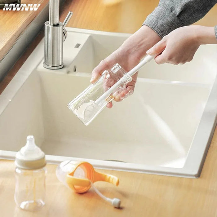 Silicone Milk Bottle Brush Cup Scrubber Glass Cleaner Long Handle Drink Bottle Clean Brush Kitchen Cleaning Tool
