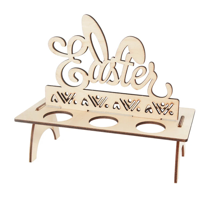 Easter Decoration for Home Wooden Easter Egg Holder Shelves DIY Craft Handmade Ornaments Kids Gift Happy Easter Party Decor 2025