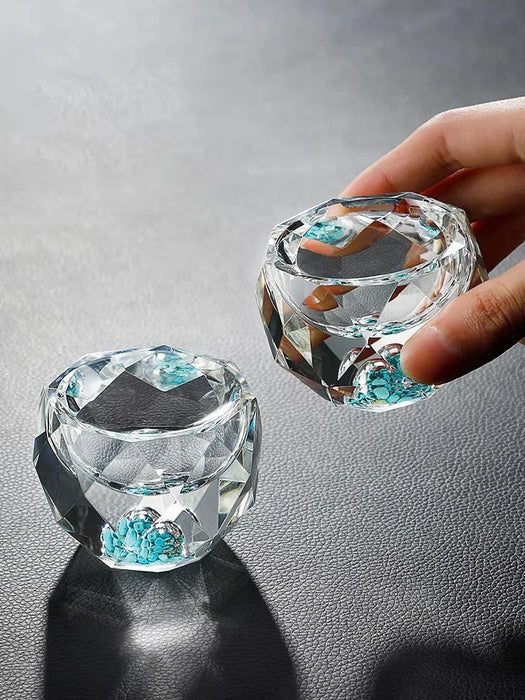 Creative Crystal Faceted Liquor Glasses  Vodka Whiskey Spirits Glasses Turquoise Scales Dispensers Home Sip Glasses Bar Utensils