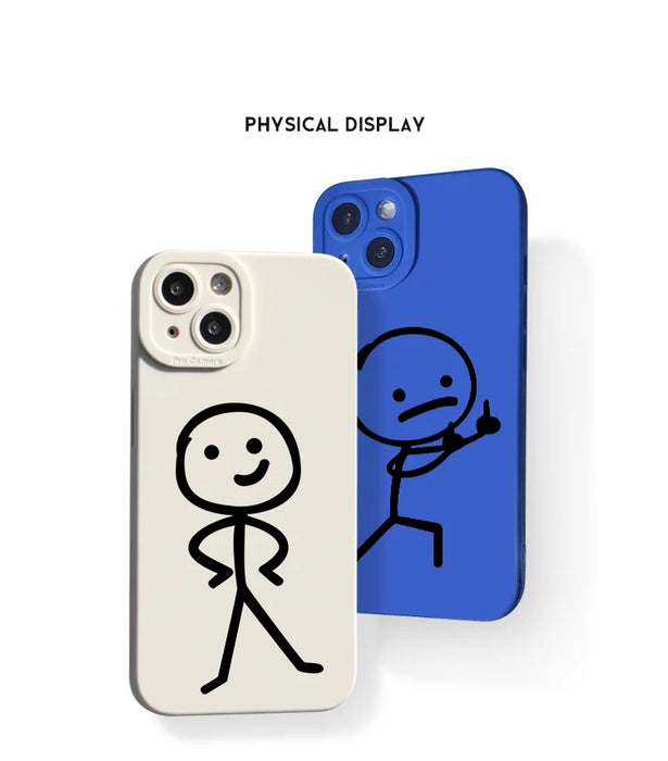 Cute Cartoon Matchman Matte Silicone Phone Case For iPhone 16 11 12 13 14 15 Pro Max XR XS X 7 8 Plus SE2 16E Soft Back Cover