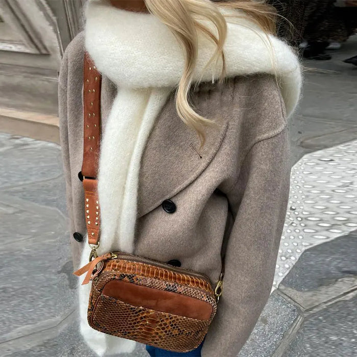 Retro Loose Casual Woolen Coats Double Breasted Stand Collar Short Jacket