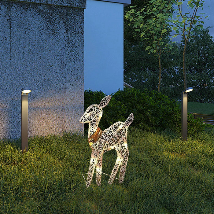 Metal Frame Reindeer Decor Glowing Christmas Deer Ornament Set with Led Lights