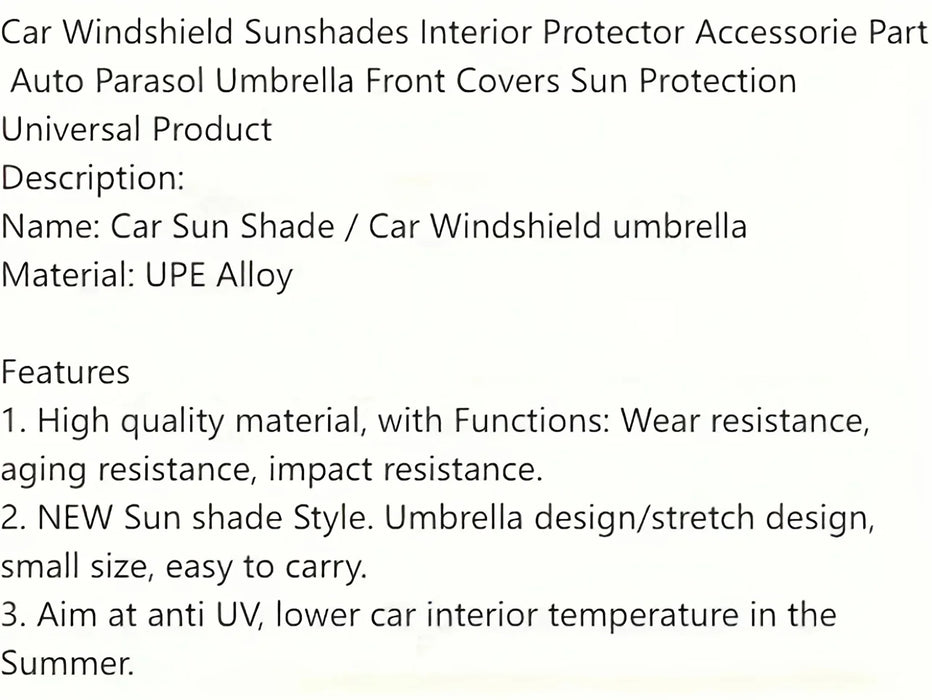 2025 Car Windshield Sunshade Foldable Umbrella Sun Shade Front Window Cover for UV Ray Block Heat Portable Protector Parasol