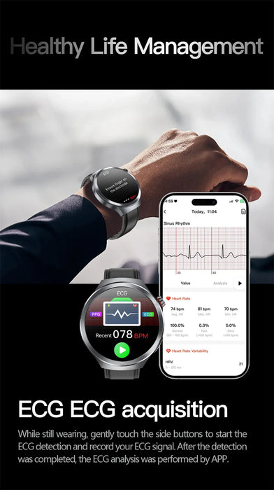 2025 New Micro Physical Examination ECG SmartWatch Blood Pressure Emotional Detection Fatigue Monitoring Smartwatch