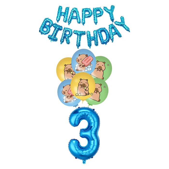 Capybara Birthday Decoration Cartoon Tableware Cups Plate Napkin Balloons Capybara Theme Birthday Party Decoration Supplies Kit