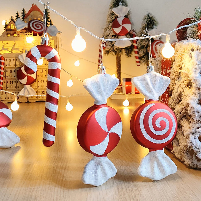 2pc 15cm Large Candy Pendant Christmas Decoration Red And White Lollipop