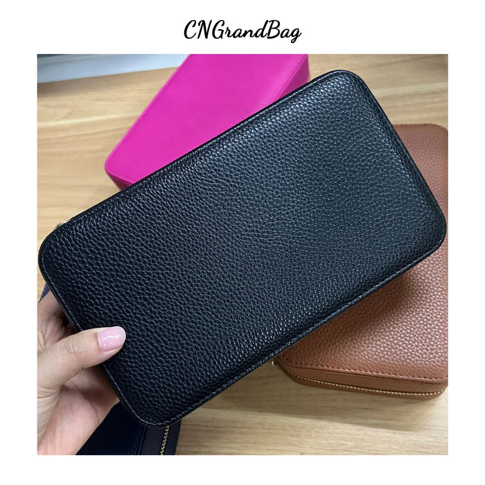 Personalized Emboss Gold Name Pebble Leather Jewelry Storage Box