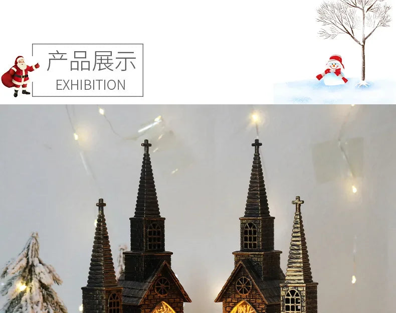 Christmas Light Up Church Decorative Battery Operated Lantern