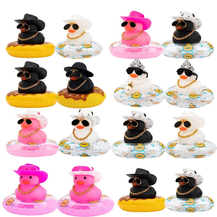 2Pcs Car Dashboard Rubber Duck Decorations