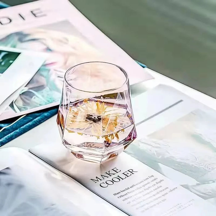Color Heatproof Glass Net Celebrity Creative Hexagonal Crystal Glass Beautiful Milk Juice Drink Cup Family Party High Value