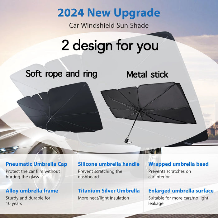 2025 Car Windshield Sunshade Foldable Umbrella Sun Shade Front Window Cover for UV Ray Block Heat Portable Protector Parasol