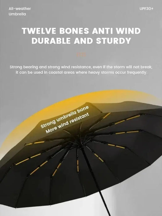 12 Bone Black Glue Fully Automatic Folding Umbrella