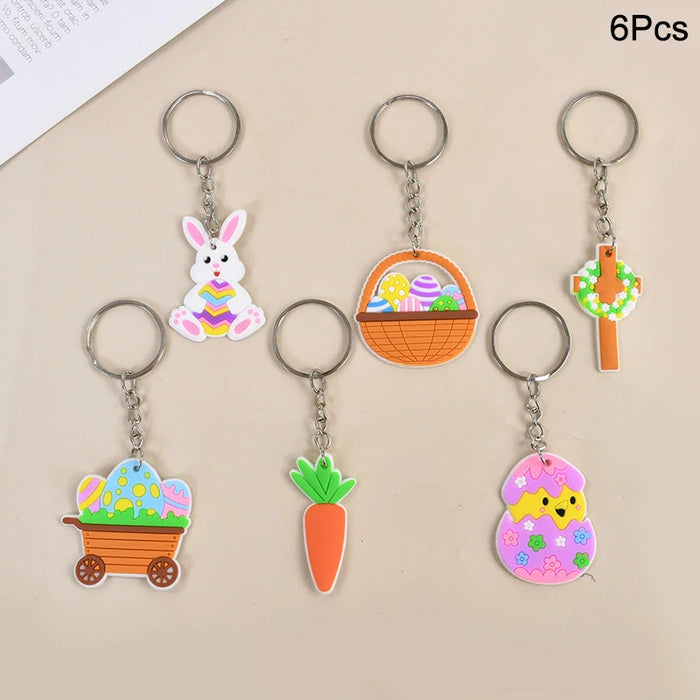 Easter Kids Gift Rabbit Eggs Bracelets Silicone Ring Keychains Happy Easter Birthday Party Favors Goodie Bag Basket Filler Toys