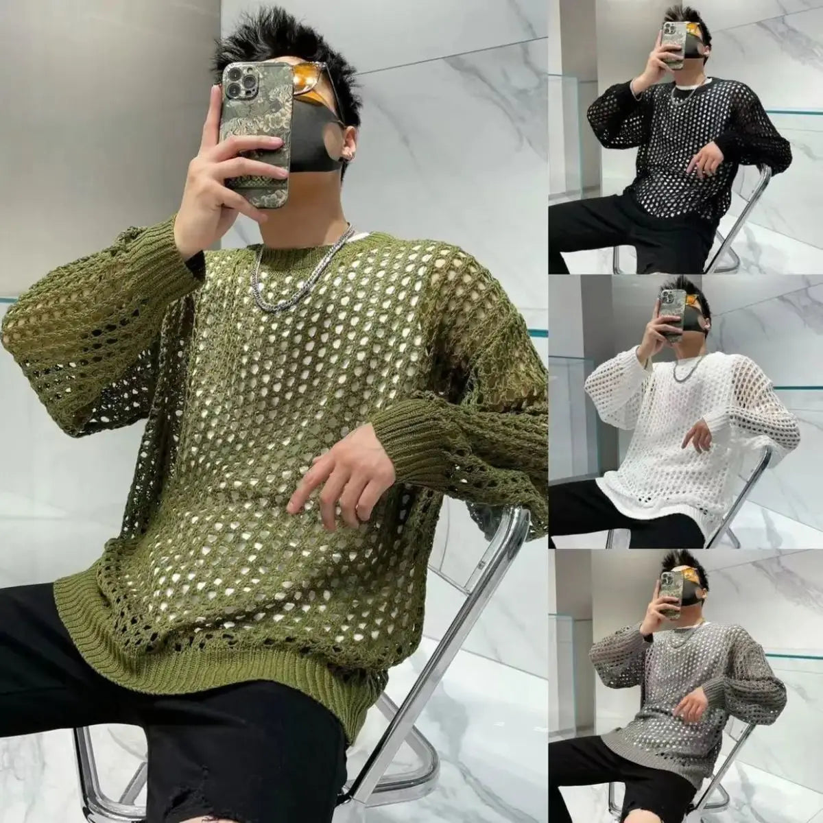 Summer Vintage Hollow Out Loose Knitting T-shirt