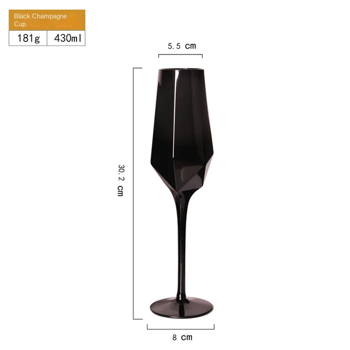 Pure Black Crystal Golden Edge Wine Glass Goblet Light Luxury Irregular Model Room Special Champagne Cup Whiskey Beer Glasses