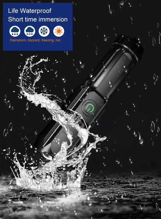 LED Telescopic Zoom Strong Light Flashlight USB Charging Compact Portable Focused Long-range Portable Household Flashlight