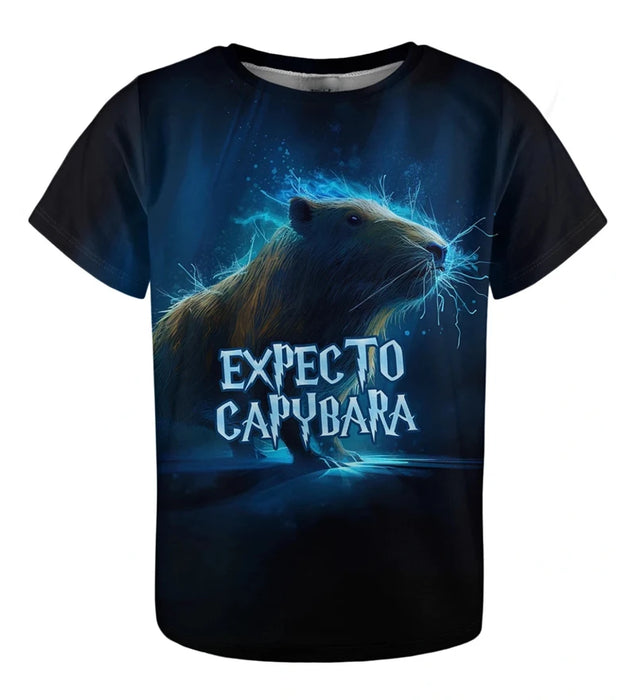 Fashion Fun Capybara Print T-shirt For Men's Clothing Soft Short Sleeve T Shirts Street Harajuku Trend Hip Hop Music Tee Top
