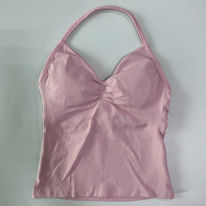 Impact Longline Strappy Gym Top Custom Logo Backless Gym Clothes Women Scrunch Built-in Bra With Removable Cups Yoga Tank Tops