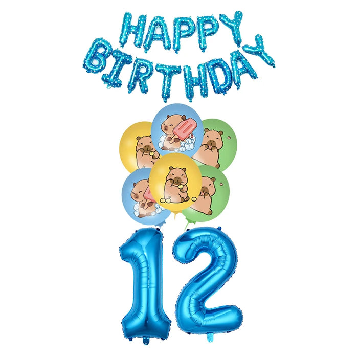 Capybara Birthday Decoration Cartoon Tableware Cups Plate Napkin Balloons Capybara Theme Birthday Party Decoration Supplies Kit