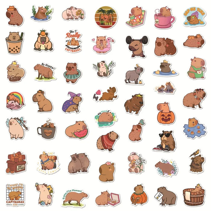 10/30/50PCS Cute Capybara PVC Sticker Aesthetic Children's Decoration Scrapbooking Sketchbook Korean Stationery School Supplies