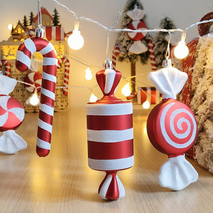 2pc 15cm Large Candy Pendant Christmas Decoration Red And White Lollipop