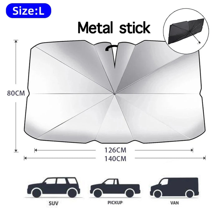 2025 Car Windshield Sunshade Foldable Umbrella Sun Shade Front Window Cover for UV Ray Block Heat Portable Protector Parasol