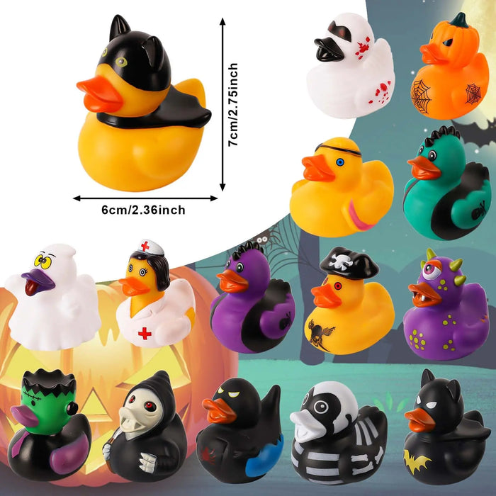 12/24/36PC Halloween Rubber Ducks, 2.5 Inch Halloween Ducks with Various Halloween Characters