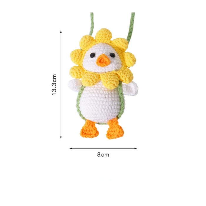 Handmade Crocheted Cute Swinging Duck for Car Interior Accessories