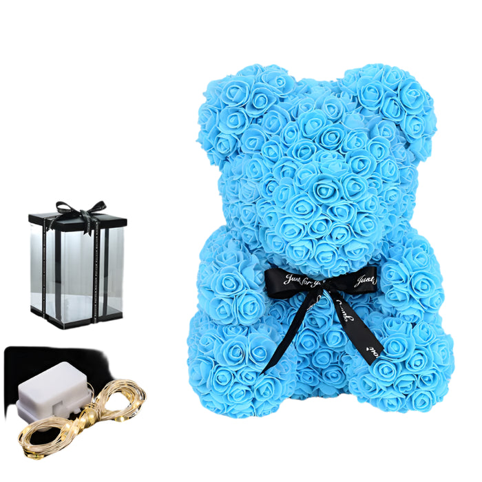 Rose Bear With Box Lights Artificial Flower Teddy Bear for Women/Girlfriend Gift Love Flower Valentine/Anniversary/Birthday Deco