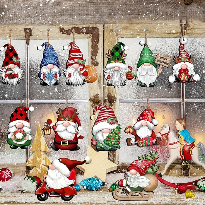 Wooden Christmas Gnome Hanging Ornaments Christmas Tree
