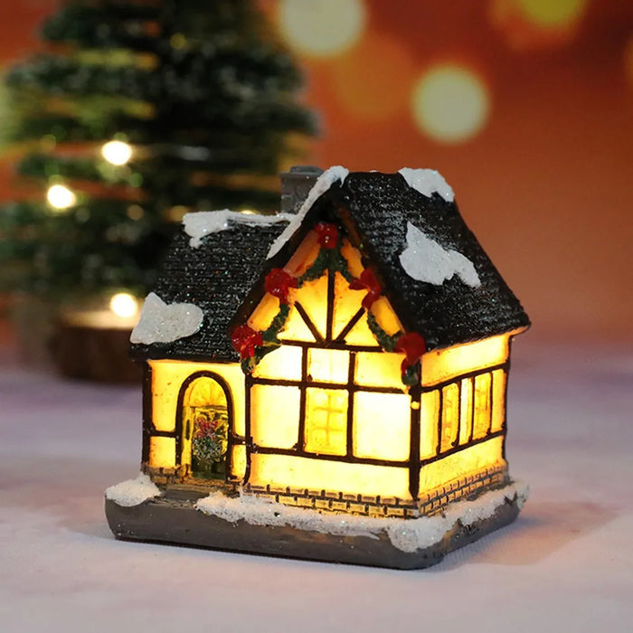 Brightness LED Light Up Small Village House Scene Christmas Decor Ornament 2024 New Year Home Decor Navidad