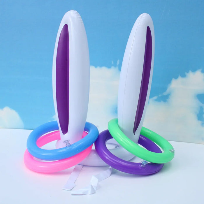 Easter Party Game Inflatable Rabbit Ear Hat Bunny Ears Ring Toss Game Kid Toys Funny Gift Family Game Birthday Party Supplies