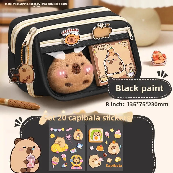 Capybara 9-layer large capacity pencil case, large capacity pencil case flip cover stationery pencil case stationery storage bag