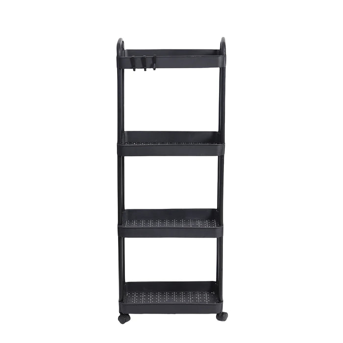 Plastic Rolling Utility Cart with Handle Storage Trolley for Office, Living Room, Kitchen, Movable Storage Organizer with Wheel